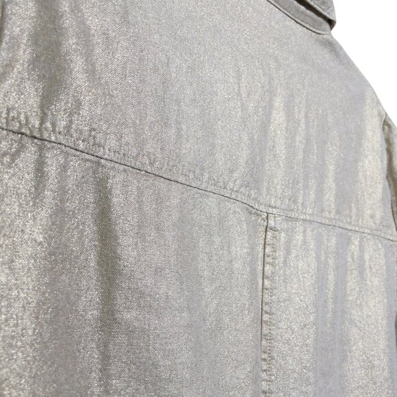 Boston Proper Gold Glitter Metallic Zip Jacket Studded Cargo Long Jacket  SZ L - Picture 6 of 8